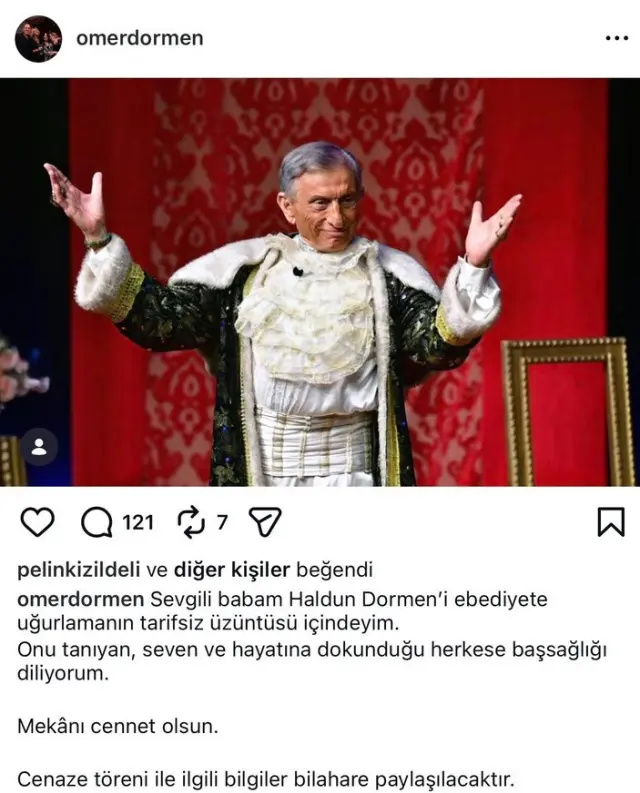 Usta sanatçı Haldun Dormen, 97 yaşında hayatını kaybetti
